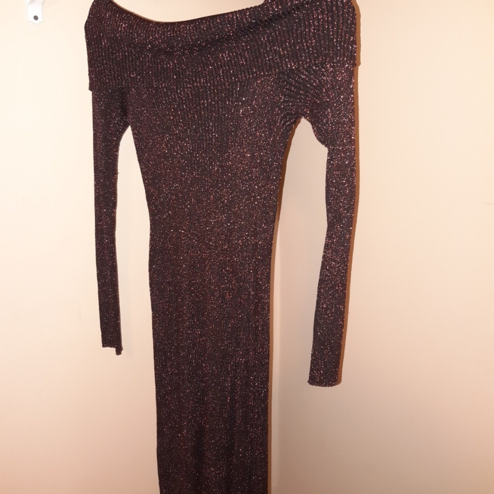 Sparkly fitted dress.